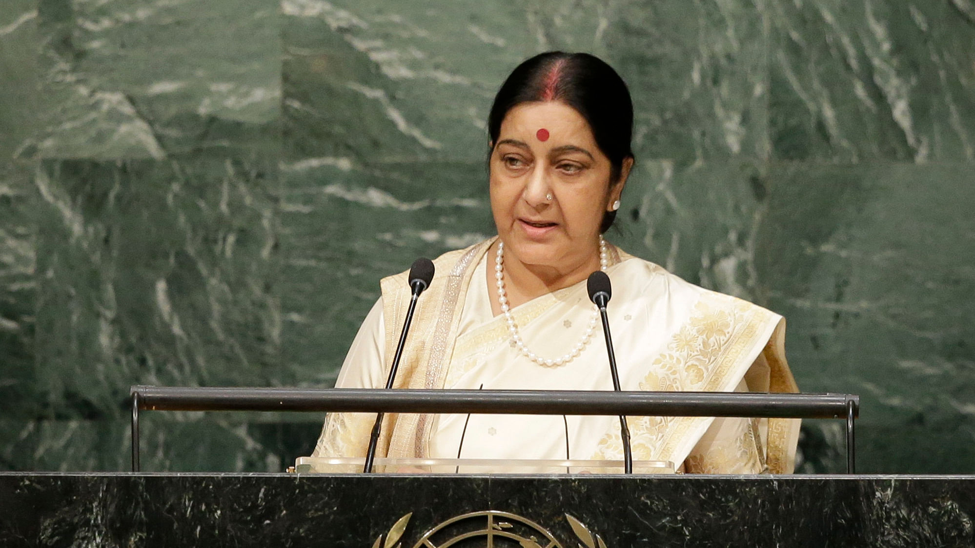 File photo of External Affairs Minister Sushma Swaraj at UNGA. (Photo: AP)