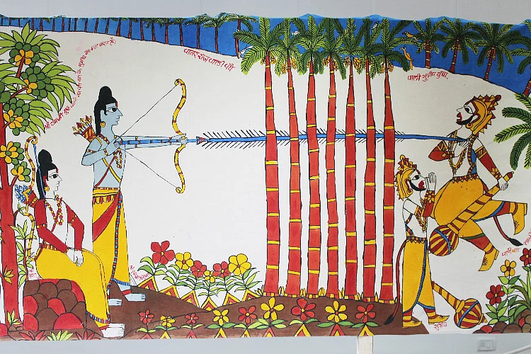 Rama and Lakshmana killing Vali, brother of Angad. (Photo Courtesy: The News Minute)