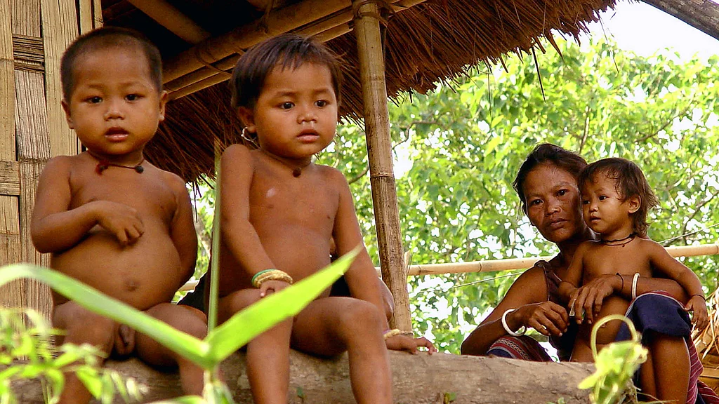 Members of a tribal refugee family of the Reang community in a village near Agartala. (Photo: Reuters)