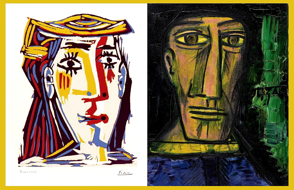 Picasso’s Femme au Chapeau and Souza’s Untitled (Head of Picasso).