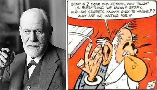 Sigmund Freud as Psychoanalytix (Courtesy: <a href="http://www.everythingasterix.com/news-and-views-content/2015/3/25/the-24-best-cameos-in-asterix">www.everythingasterix.com</a>)