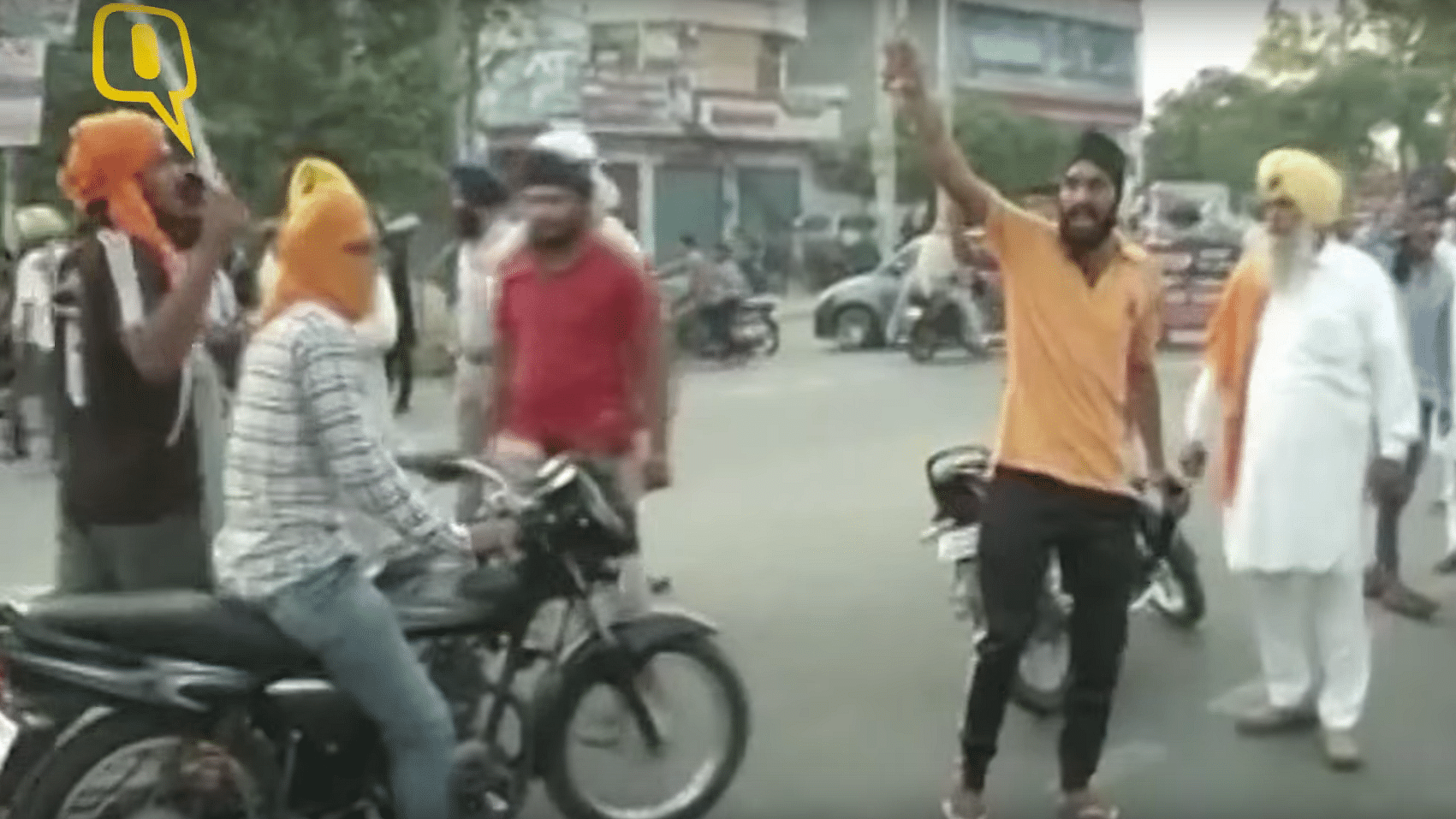 Protests after the alleged desecration of the Sikhs’ holy book. (Courtesy: ANI screengrab)