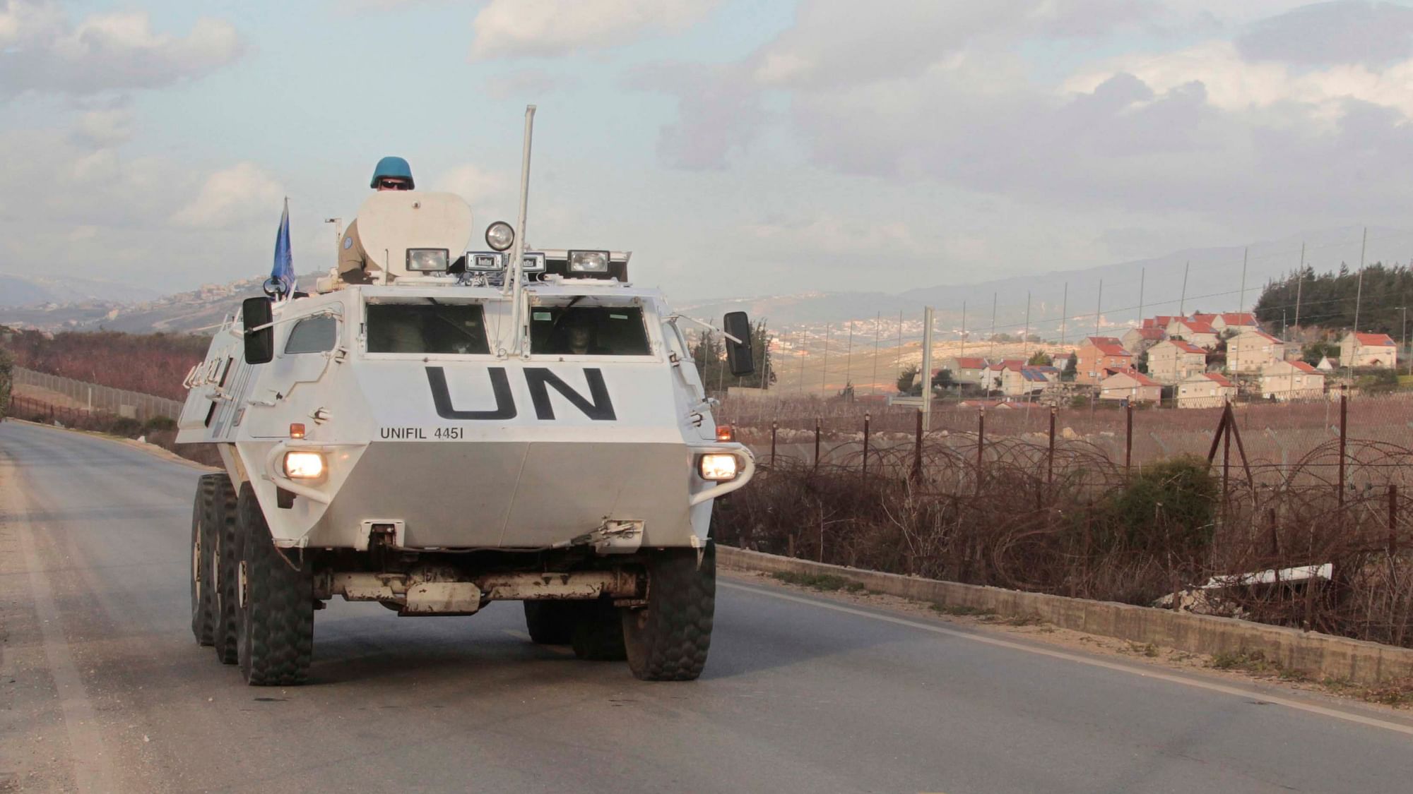  UN peacekeepers of the United Nations Interim Force in Lebanon (UNIFIL) patrol in Kfar Kila village in south Lebanon, near the border with Israel. (Photo: Reuters) 