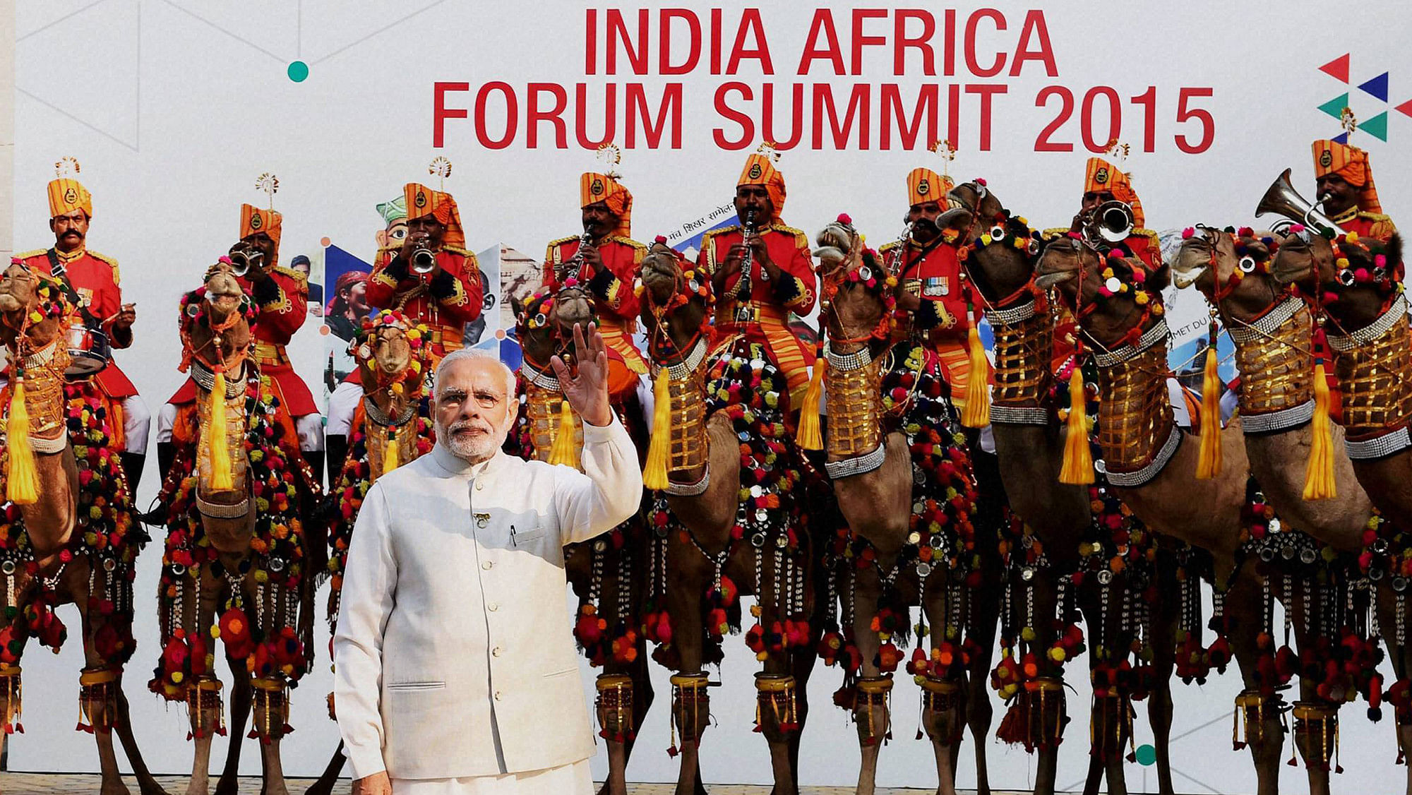 Prime Minister Narendra Modi during the India Africa Forum Summit at Indira Gandhi Sports Complex, in New Delhi on Thursday. (Photo: PTI)