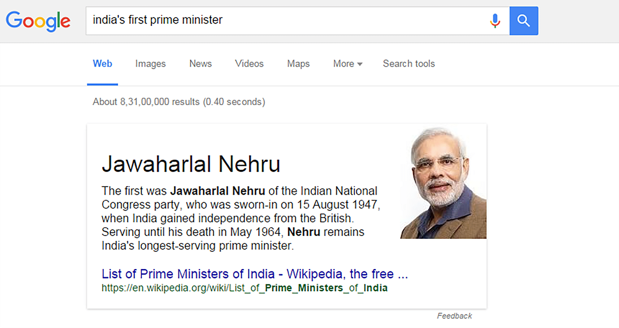 Google, get your facts right!