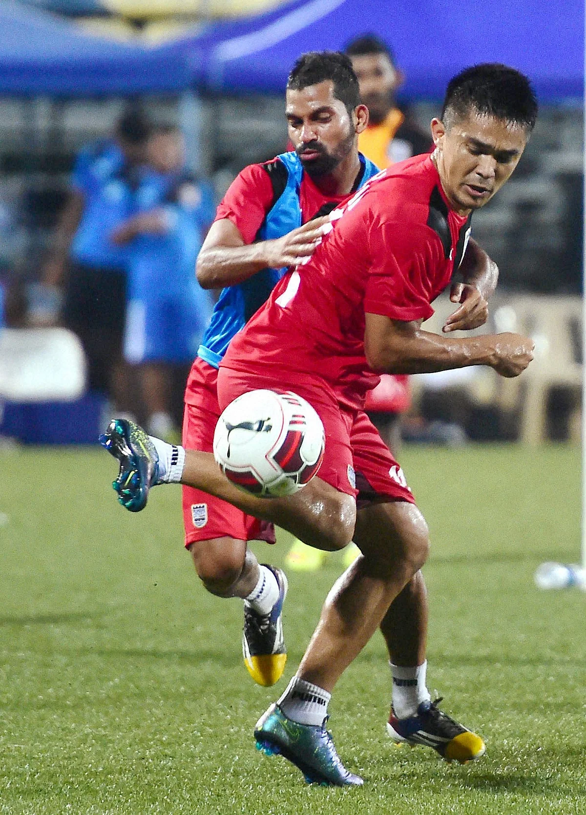 Sunil Chhetri during a training session. (Photo: PTI)