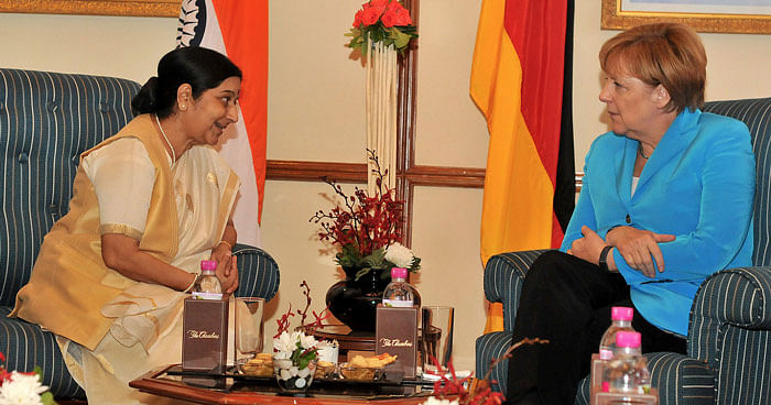 Prime Minister Narendra Modi and German Chancellor Angela Merkel discuss ways to improve bilateral ties.