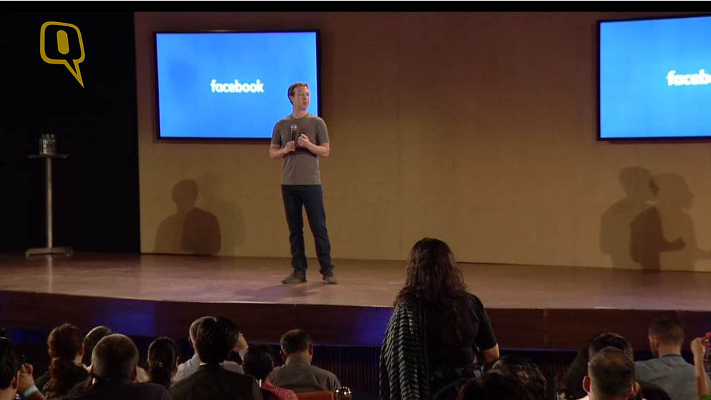 Mark Zuckerberg presiding over the Townhall Q&amp;A. (Photo: <b>The Quint</b>)