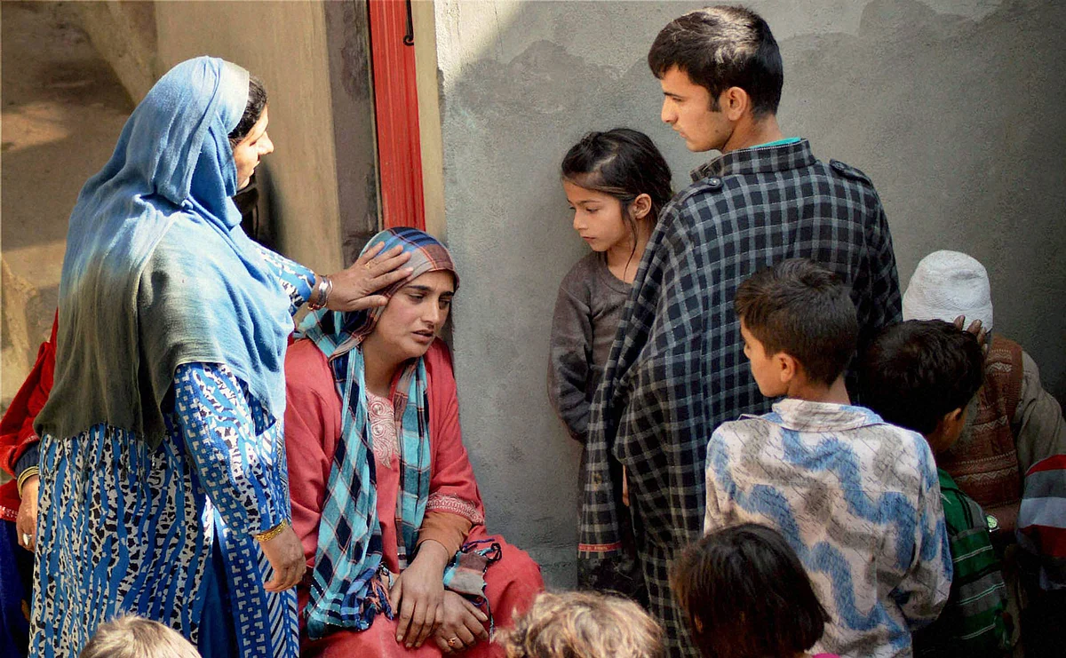 Family members of Zahid in Kashmir. (Photo: PTI)