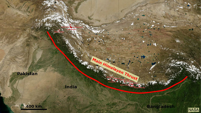 Another earthquake in the Himalayas is&nbsp;possible. (Photo: <a href="http://earthobservatory.nasa.gov/IOTD/view.php?id=82581">NASA Earth Observatory</a>)