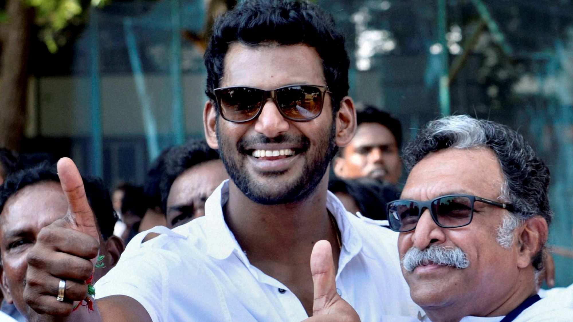 Actors M Nassar (right) and Vishal were elected as the president and general secretary of the Nadigar Sangam in 2015.