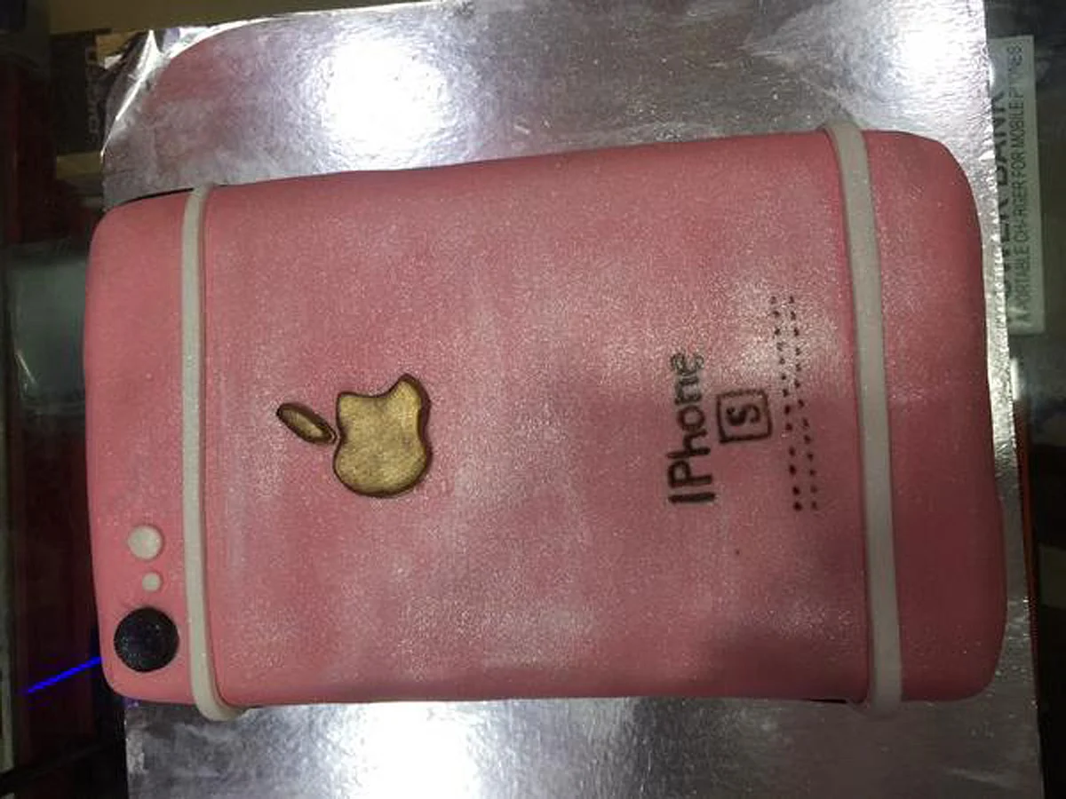 The iPhone cake from Gwalior. (Photo: <a href="https://twitter.com/vinaykukreja/status/654736960406228992">Twitter.com/VinayKukreja</a>)
