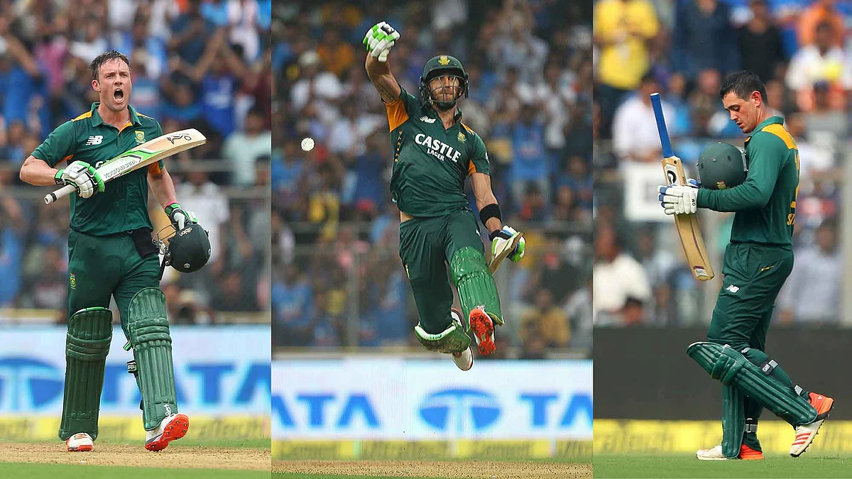 AB de Villiers, Faf du Plessis and Quinton de Kock all scored centuries for South Africa in the Mumbai ODI (Photo: Ron Gaunt/ BCCI/ Sportzpics)