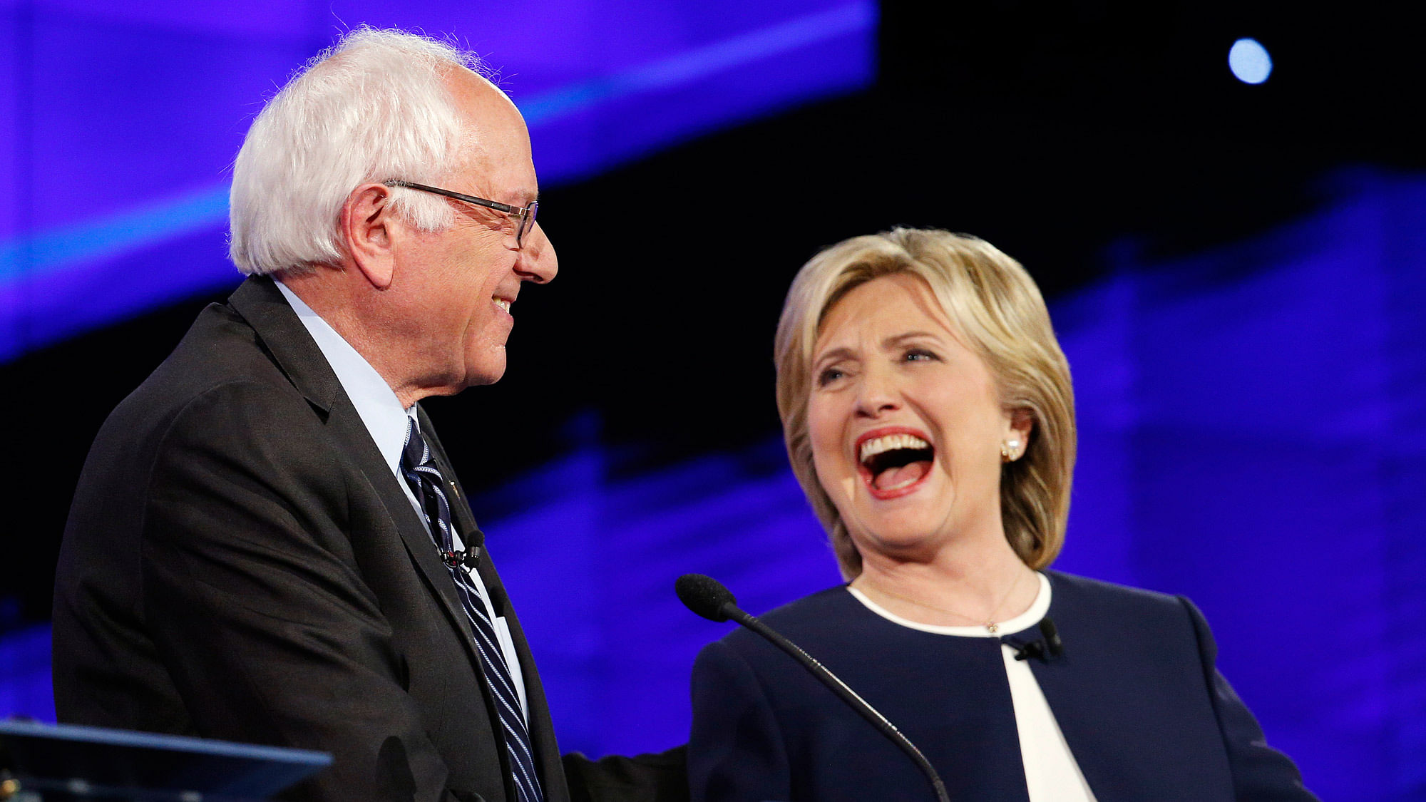 Sen. Bernie Sanders, of Vermont (left) and Hillary Rodham Clinton during the CNN Democratic presidential debate in Las Vegas. (Photo: AP)<a></a>