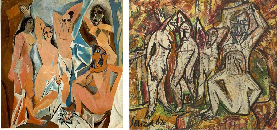 Similar, not same: Les Demoiselles D’Avingnon by Picasso; and Young Ladies in Belsize Park by Francis Newton Souza