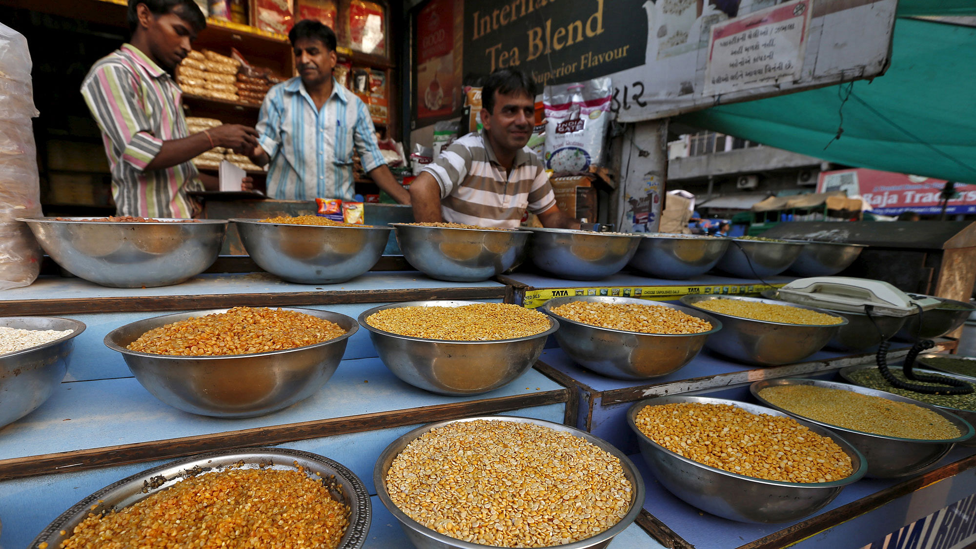 Pulses kept on display in a shop in Ahmedabad. (Photo: Reuters)