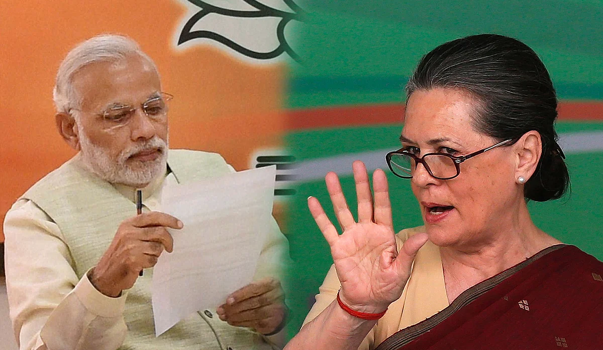 Prime Minister Narendra Modi (left), Congress President Sonia Gandhi (R).