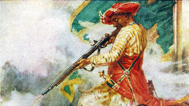Tipu Sultan confronts his British enemies during the siege of Srirangapattanam. (Photo Courtesy: <a href="https://en.wikipedia.org/wiki/Tipu_Sultan#/media/File:Tipu_Sultan,_Indian_warrior_Emperor_of_Mysore.gif">Wikimedia Commons</a>) 