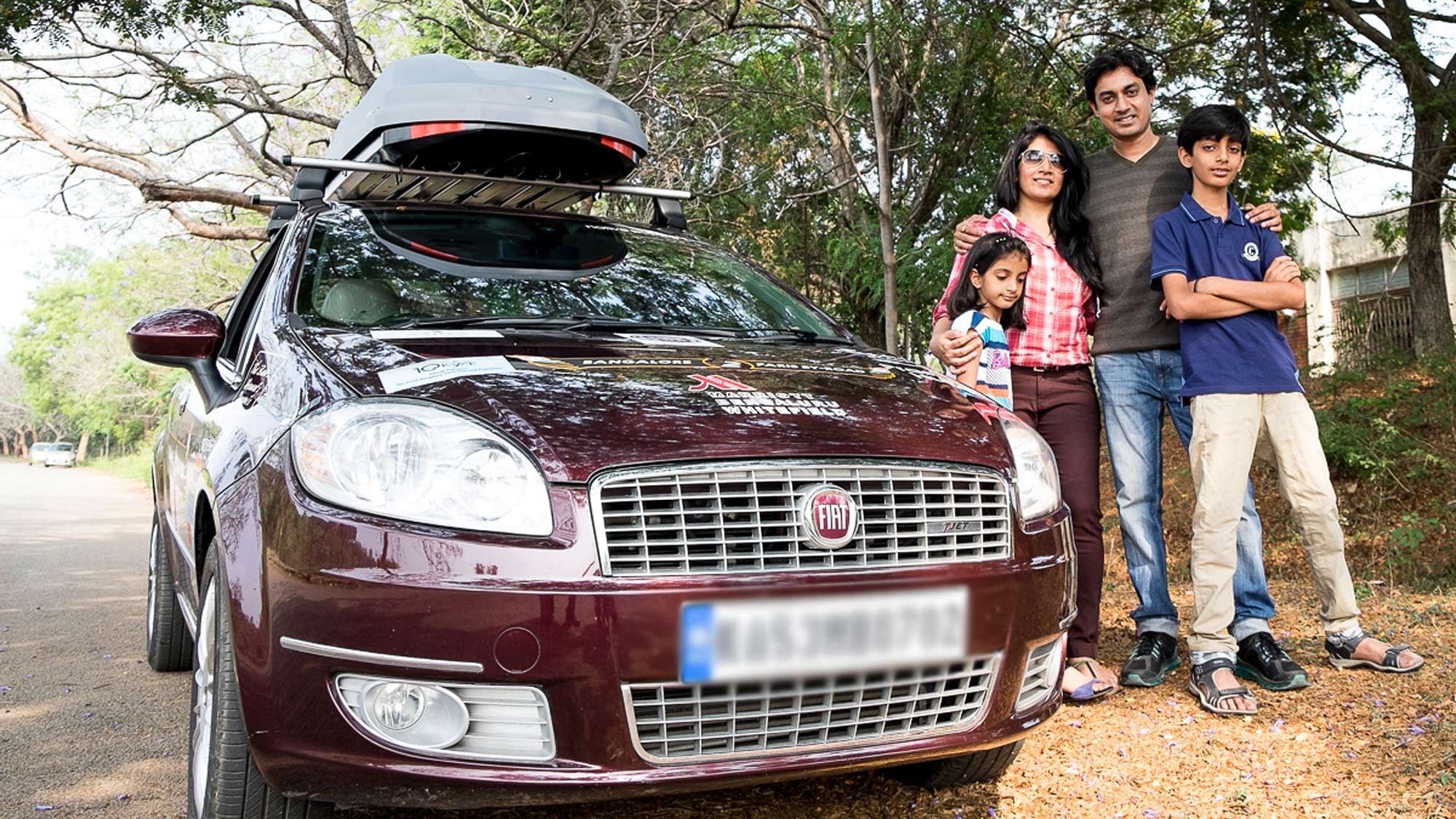 The Baid Family along with their Fiat Linea. (Photo: Fiat India)