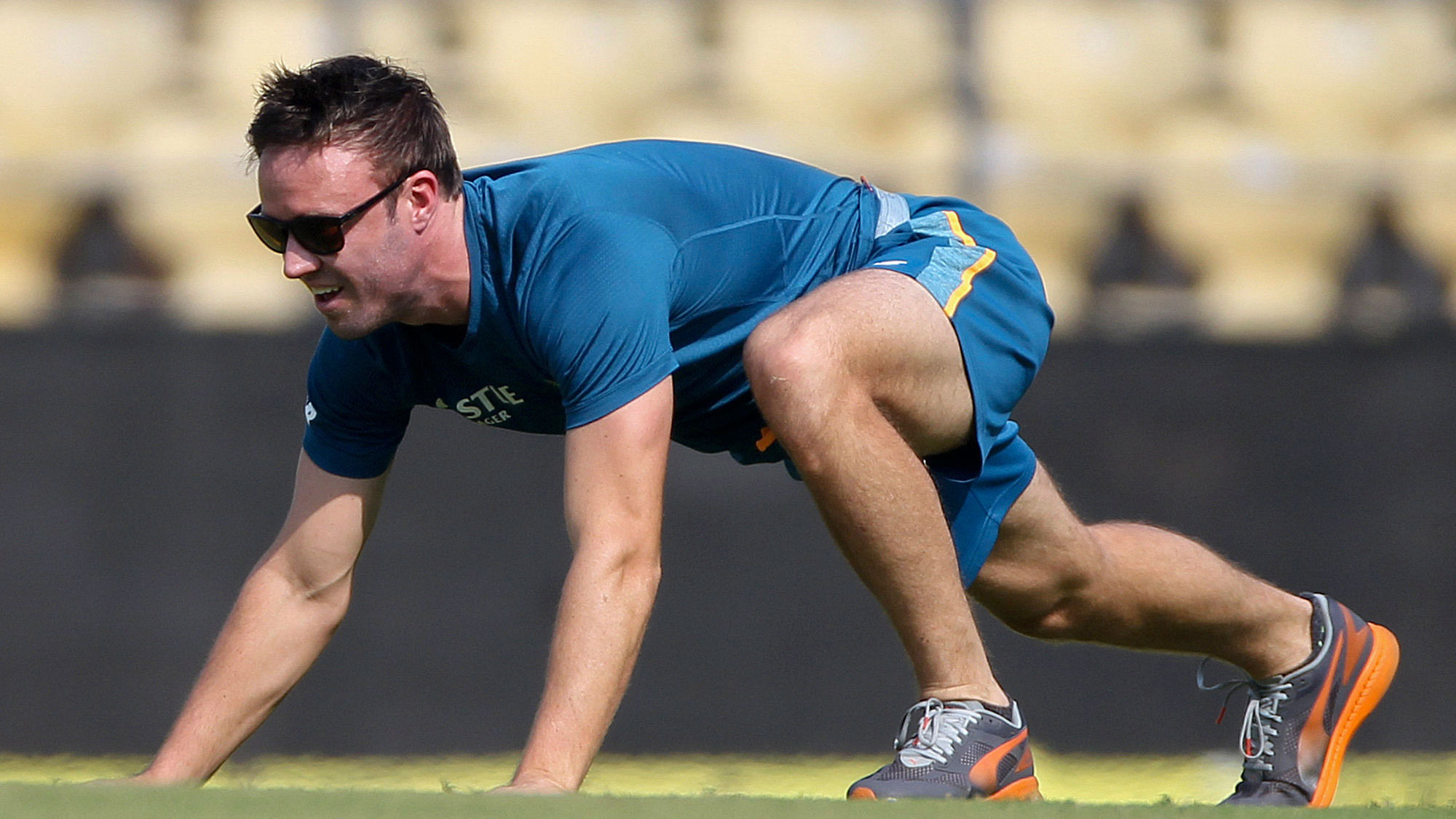 AB de Villiers at the team’s practise session in Nagpur on the eve of the third Test. (Photo: AP)