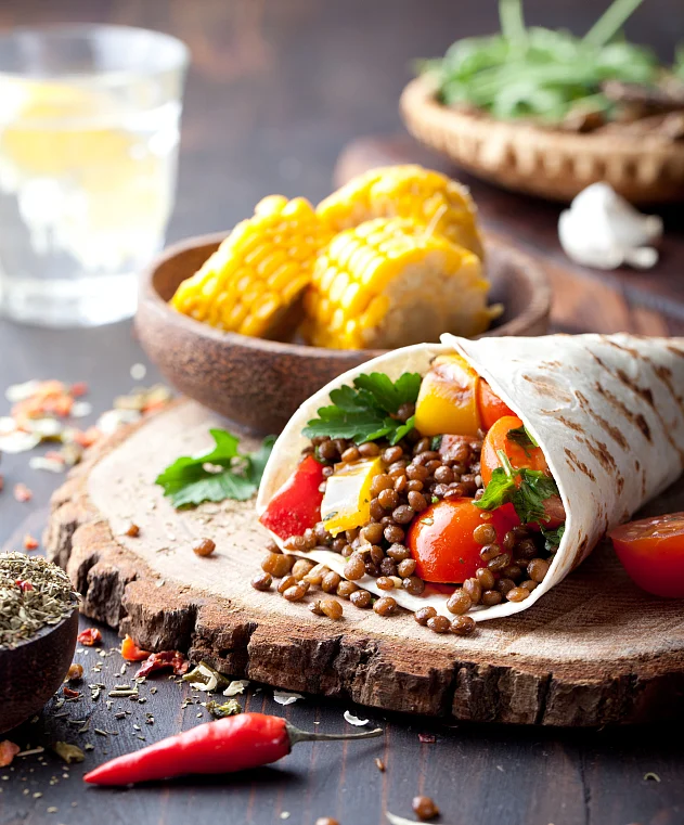 Burritos make for an interesting vegan meal. 