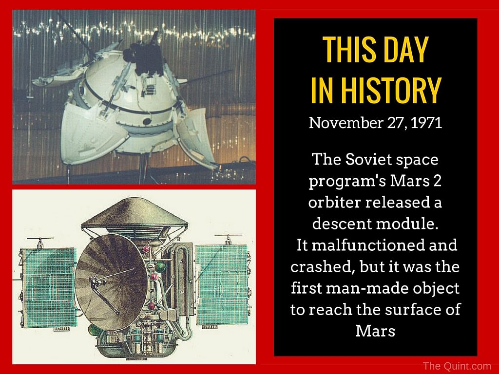 The Soviet space program Mars 2 completes 44 glorious years.