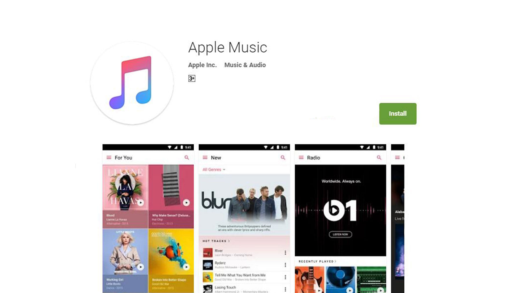 Apple Music on Google Play. (Photo: Google Play)
