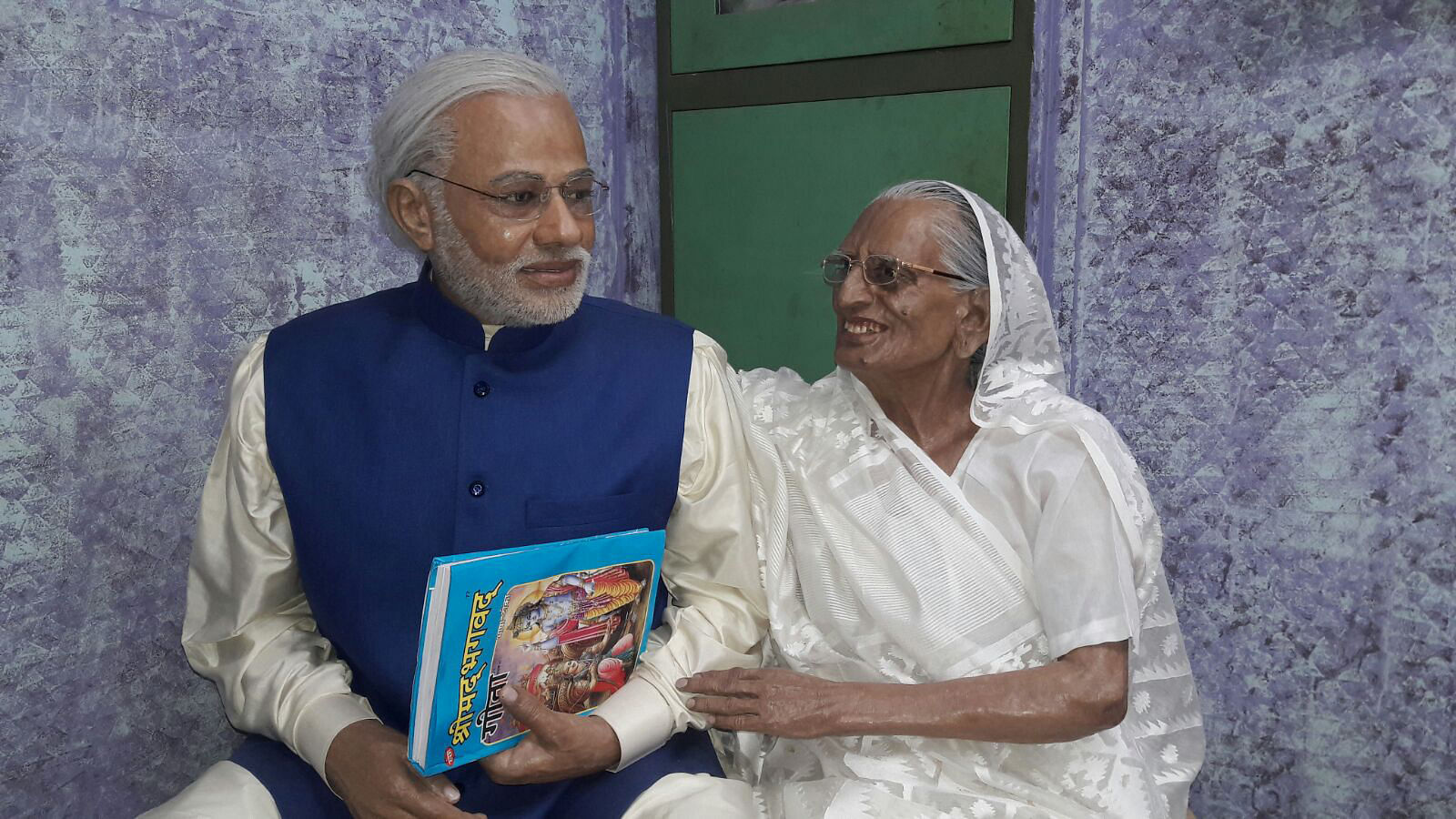 The wax idols of Narendra Modi and his mother. (Photo: Anil Giri)