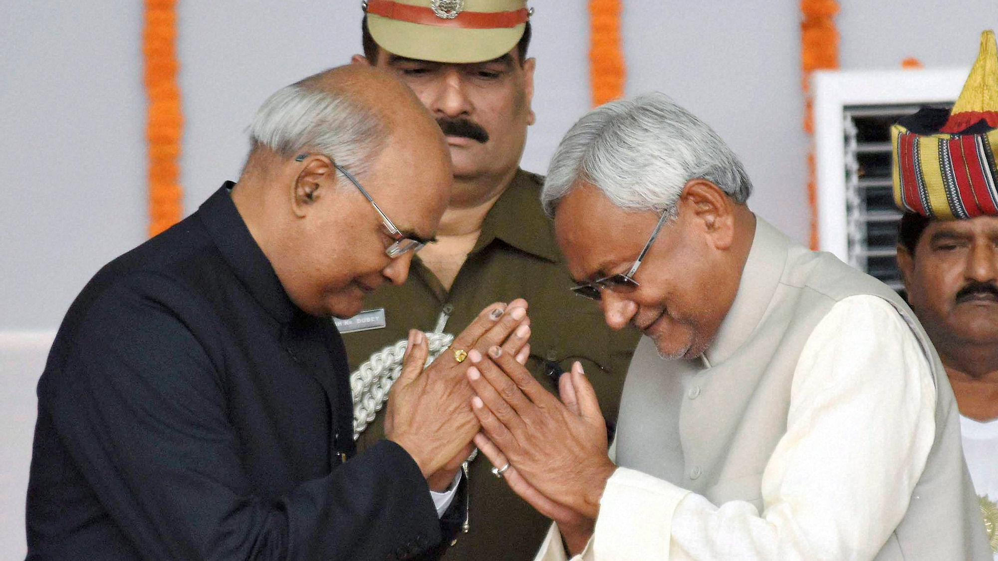 Bihar Chief Minister Nitish Kumar with Ram Nath Kovind.