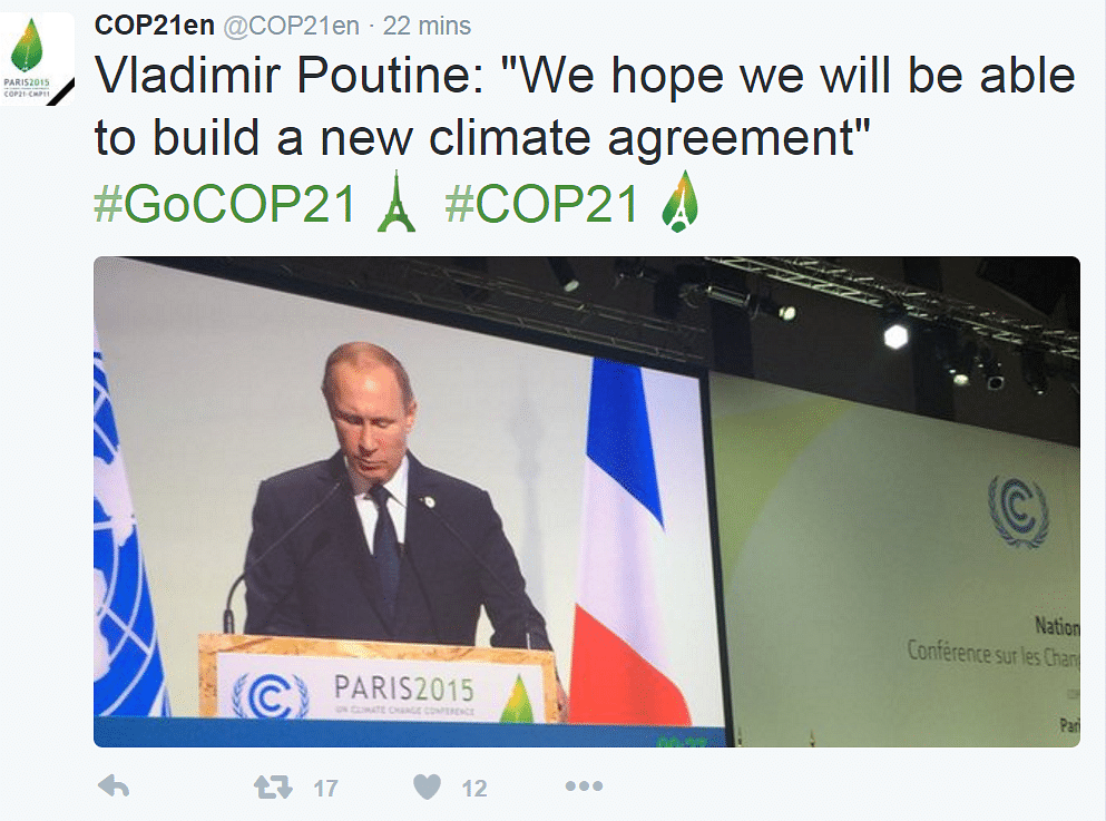 The COP21en account turned Vladimir Putin into a Canadian french fries dish.
