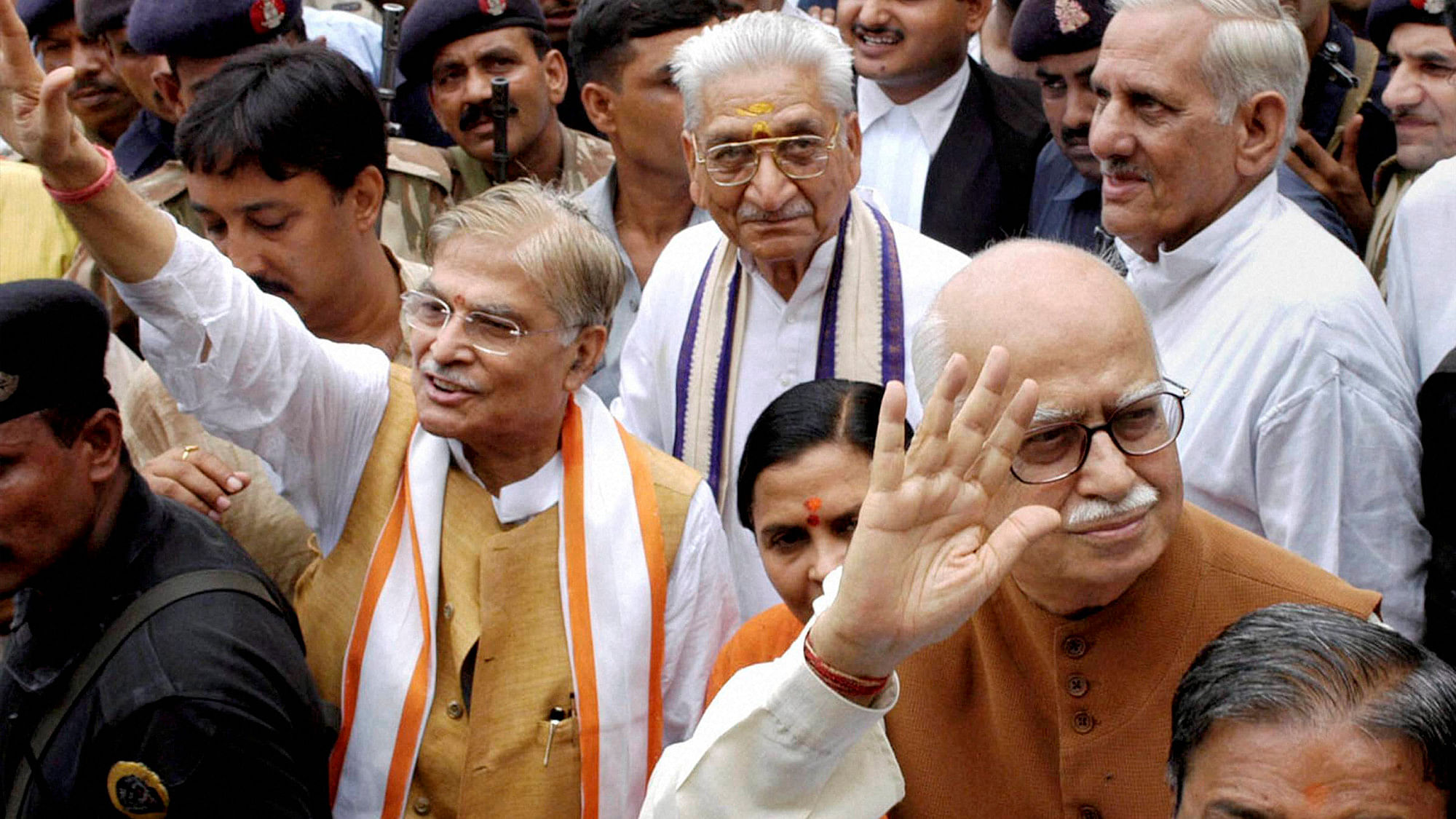 File image of VHP President Ashok Singhal with BJP leaders LK Advani, MM Joshi, Uma Bharti and Vinay Katiyar in Raebareli in July 2005. Image used for representational purpose.
