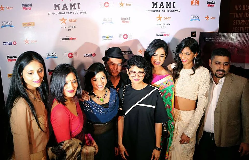 Pan Nalin with Kiran Rao and the team of <i>Angry Indian Goddesses </i>at the MAMI festival in Mumbai (Photo courtesy: Facebook/AIGtheFilm)