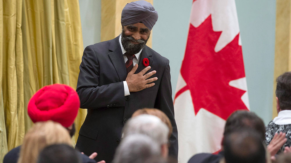 Defence Minister Harjit Singh Sajjan, after being sworn in during the ceremony at Rideau Hall in Ottawa on November 4, 2015. (Photo: AP)