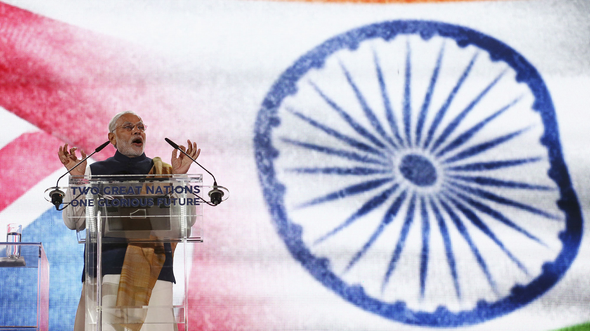Prime Minister Narendra Modi at Wembley stadium. (Photo: Reuters)