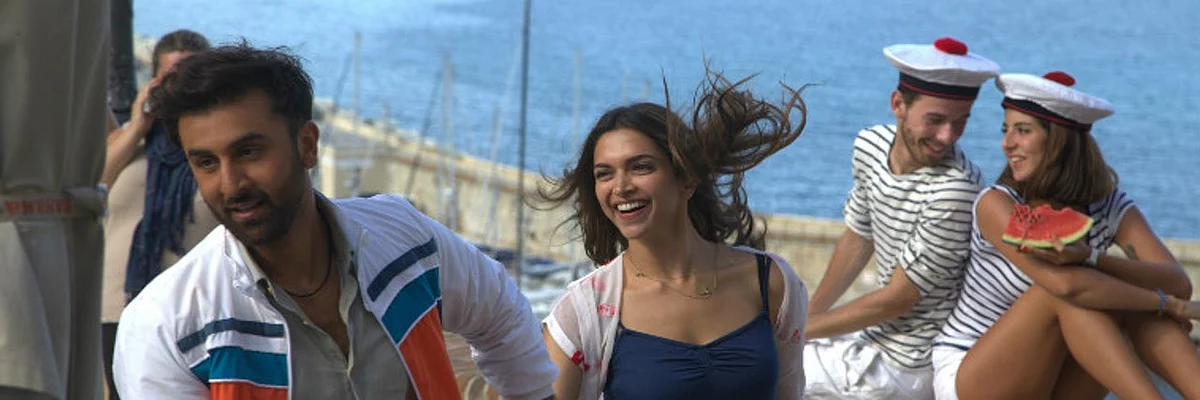 Deepika Padukone and Ranbir Kapoor in a scene from Imtiaz Ali’s <i>Tamasha</i>.
