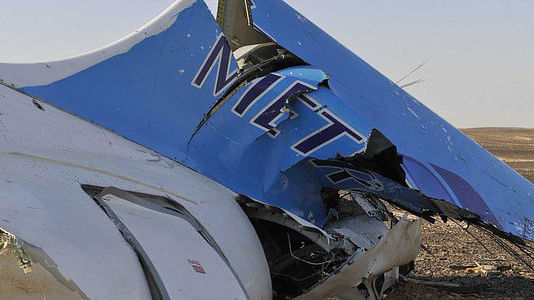 Wreckage of the Russian plane that crashed in Sinai.&nbsp;