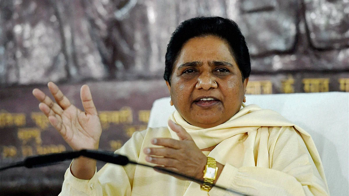 BSP Chief Mayawati at a press conference. (Photo: PTI)