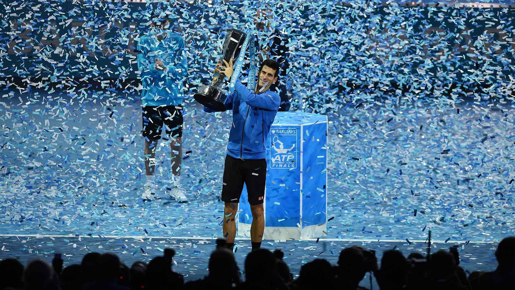 Novak Djokovic with the ATP World Tour Finals trophy. (Photo: Reuters)