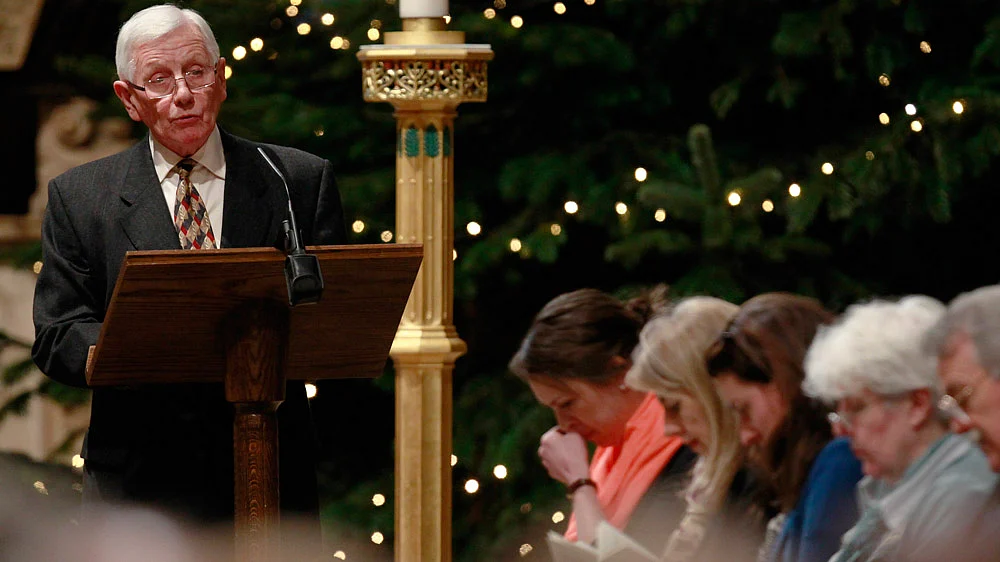 An unidentified man speaks during a service of remembrance to mark the 25th anniversary of the Lockerbie air disaster at Westminster Abbey in London, December 21, 2013. (Photo: Reuters)