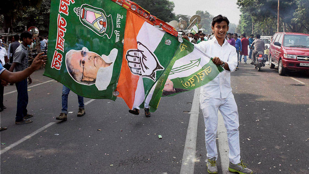 Grand Alliance supporters celebrate after the victory of the RJD-JD(U)-Congress coalition in the Bihar assembly elections in 2015. Picture used for representative purposes.