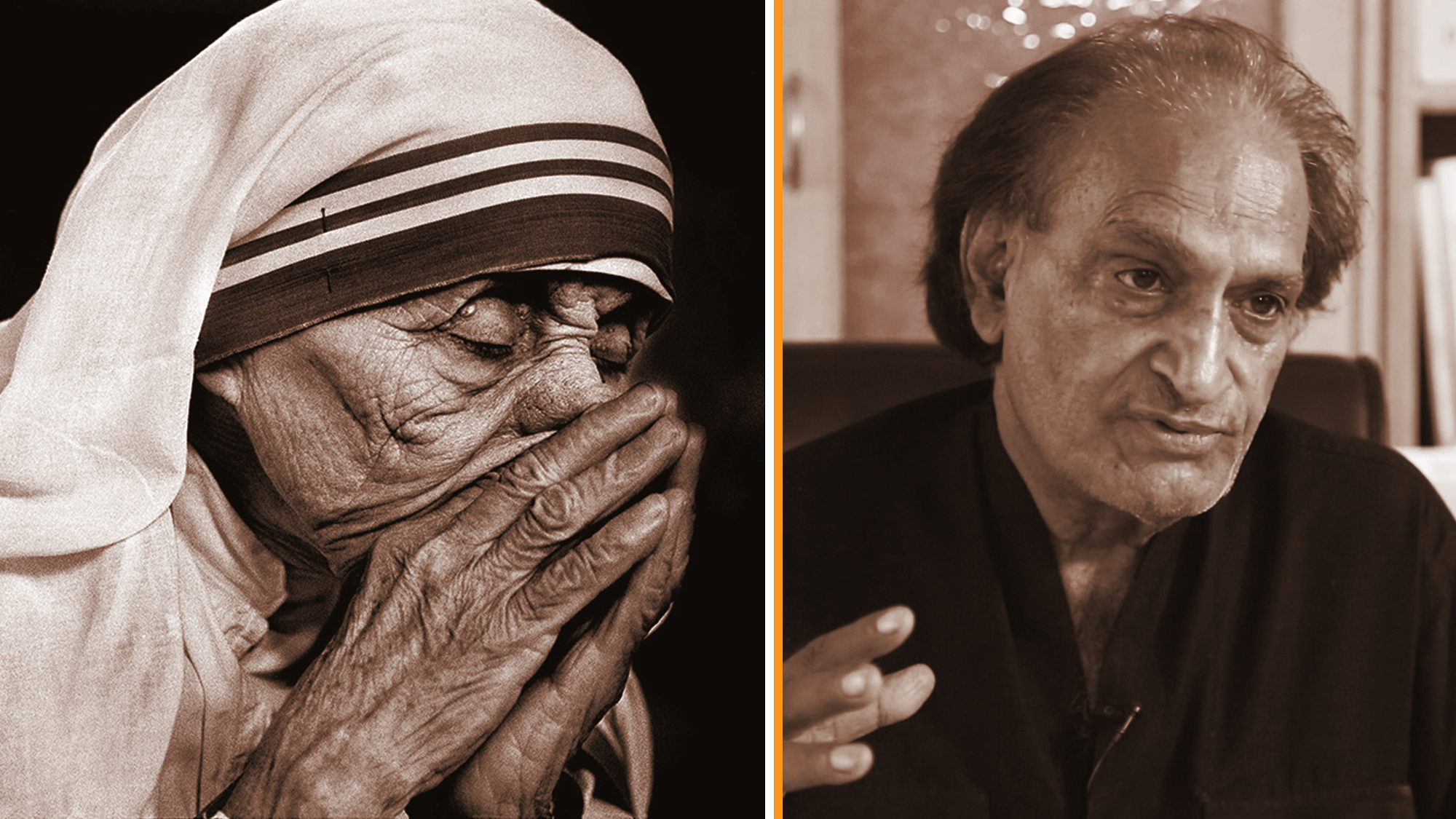 (Left) Raghu Rai’s iconic photo of Mother Teresa published across the world.&nbsp;