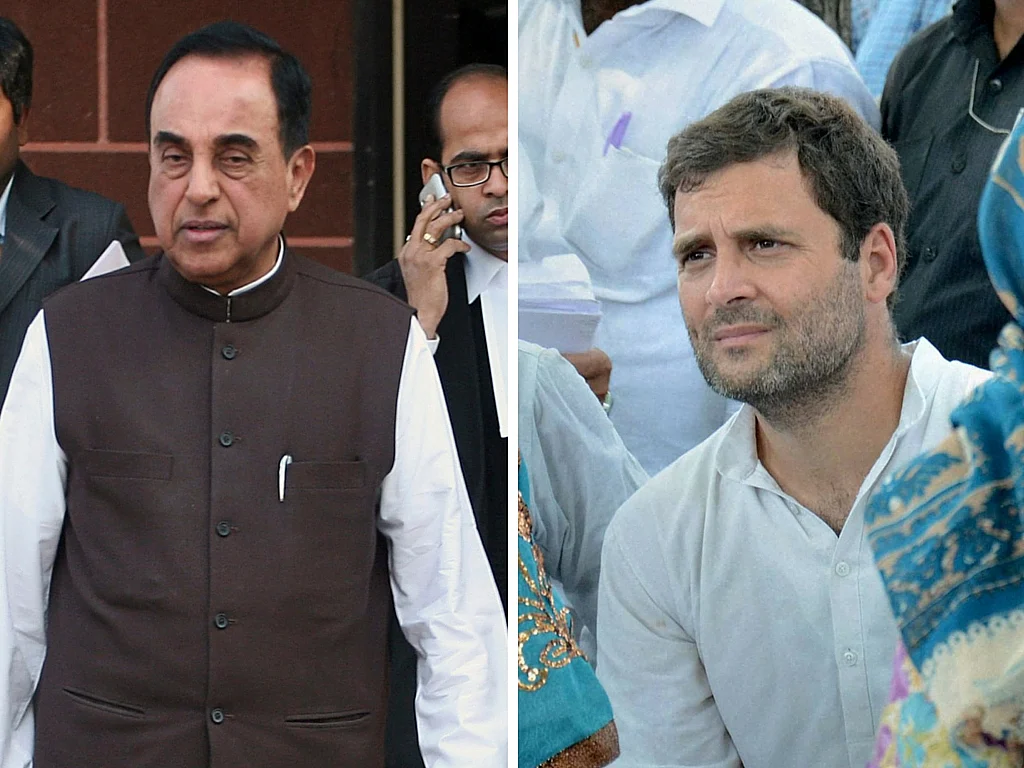 BJP leader Subramanian Swamy (left), Congress Vice President Rahul Gandhi. (Photo: Reuters)