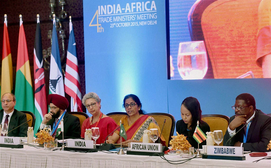 Commerce Minister Nirmala Sitharaman at the India Africa Forum Summit. (Photo: PTI)
