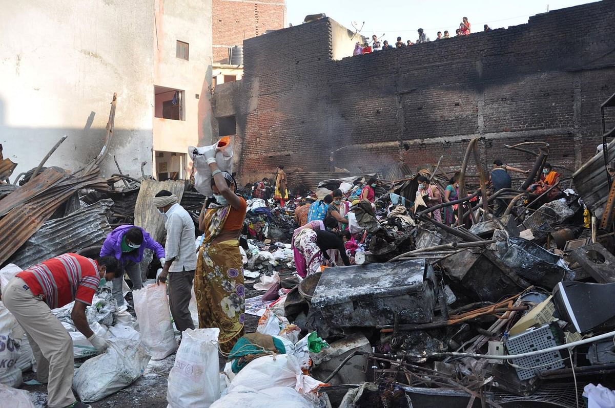 Fire caused by a stray cracker in NGO Goonj’s godown destroyed the supply of woollens meant for the poor in winter.
