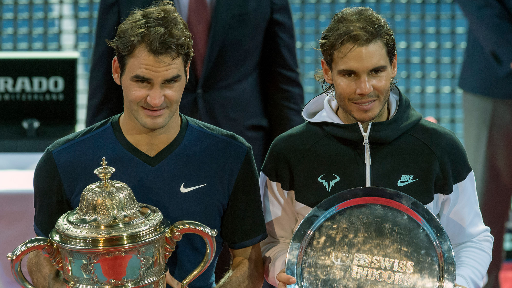 Federer beat Nadal 6-3, 5-7, 6-3 to win the Swiss Indoor Final. (Photo: AP)