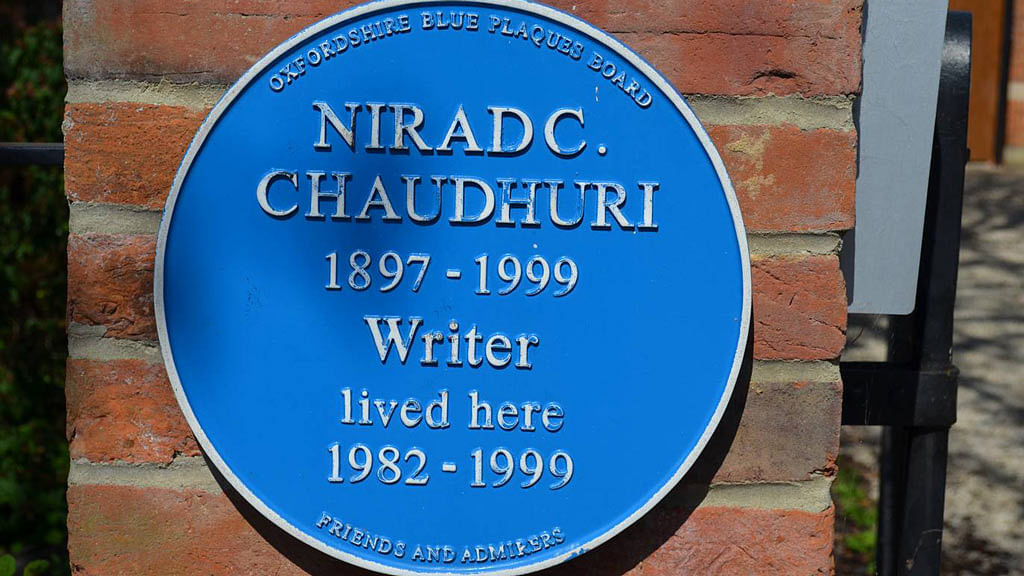 A plaque in front of Nirad C Chaudhuri’s Oxfordshire home.