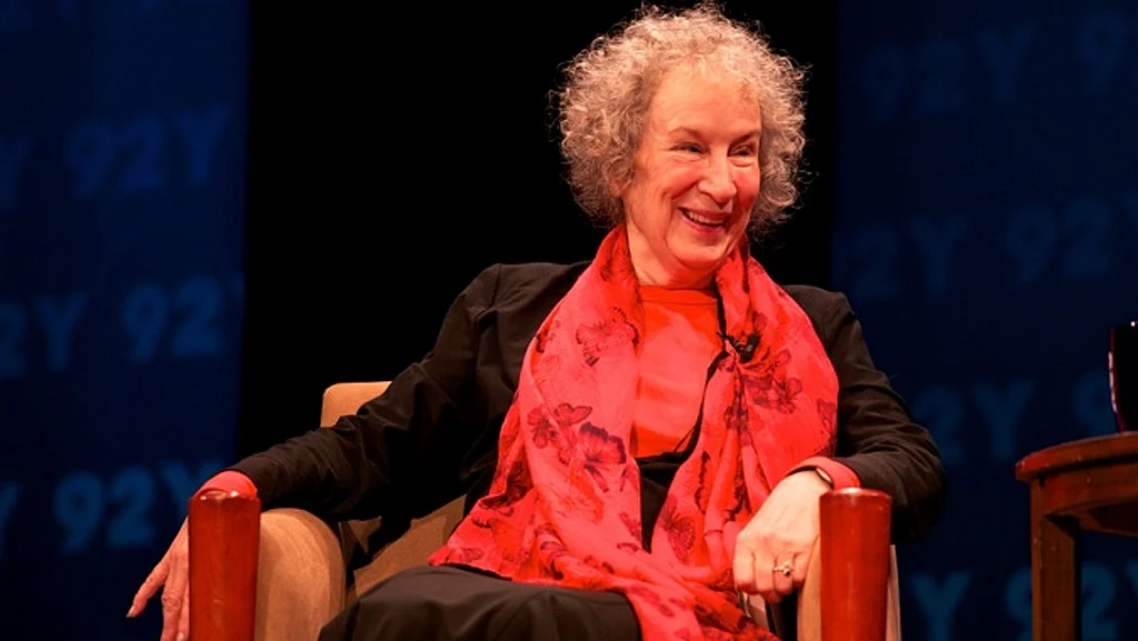 Atwood twinkles at a talk at the Unterberg Poetry Center in New York.
