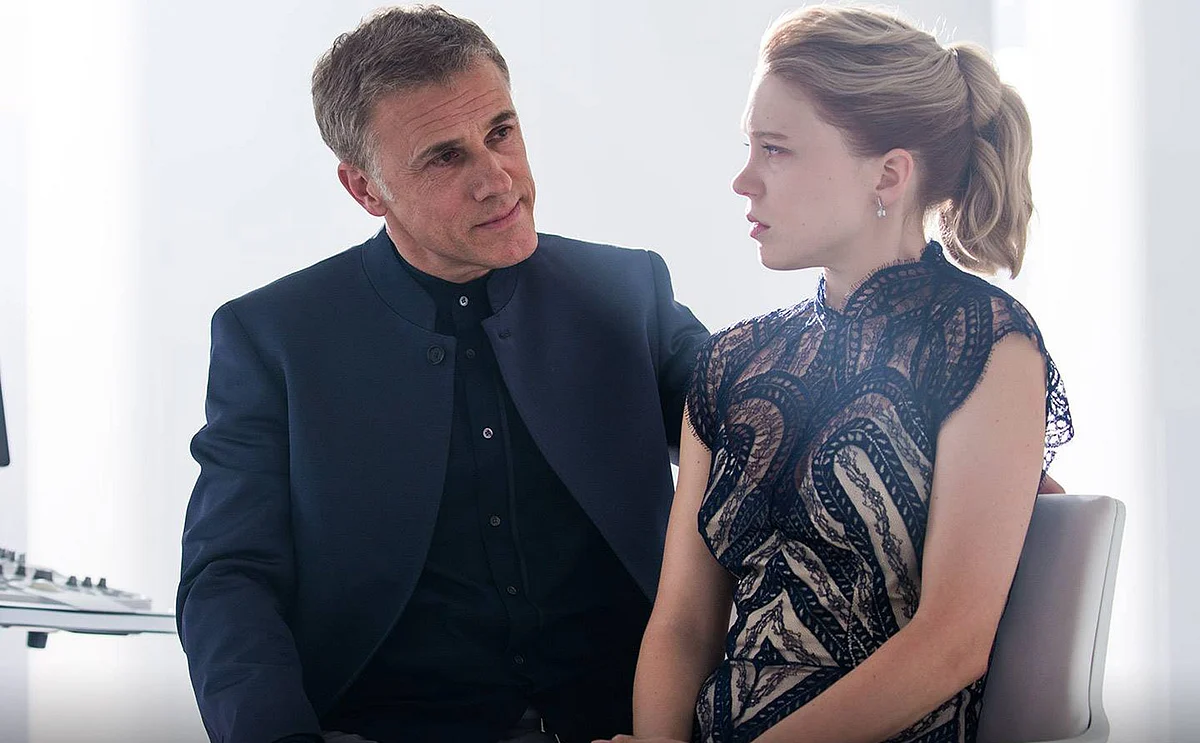 Oberhauser (Christoph Waltz) and Madeleine Swann (Léa Seydoux) in Spectre (Photo: <a href="https://www.facebook.com/SpectreMovie/photos/pb.409815059172257.-2207520000.1447991281./482603261893436/?type=3&theater">Spectre’s Facebook page</a>)