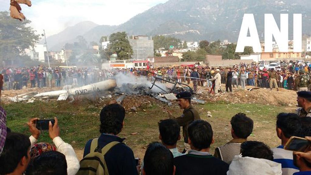 The site of the helicopter crash. (Photo Courtesy: ANI screengrab)