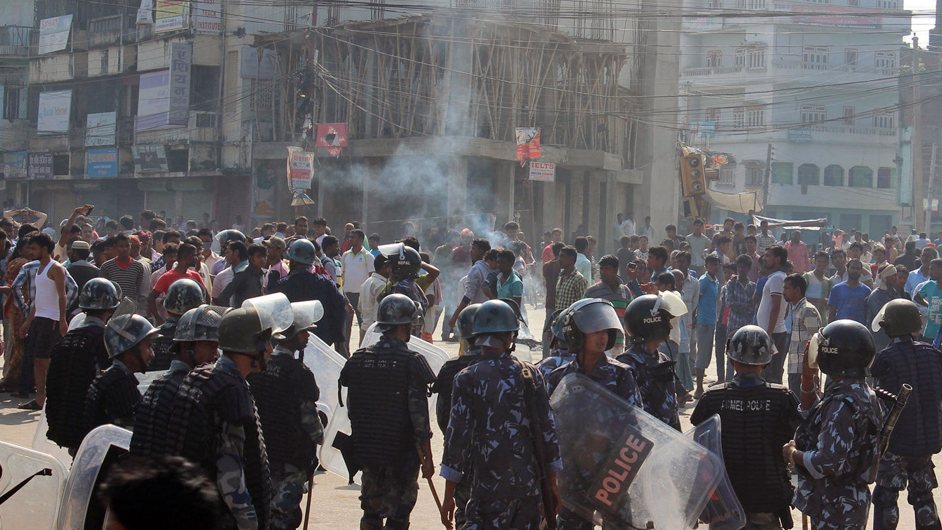 Police and Madhesi protesters clashed at the Indo-Nepal border region of Birgunj. (Photo: AP)
